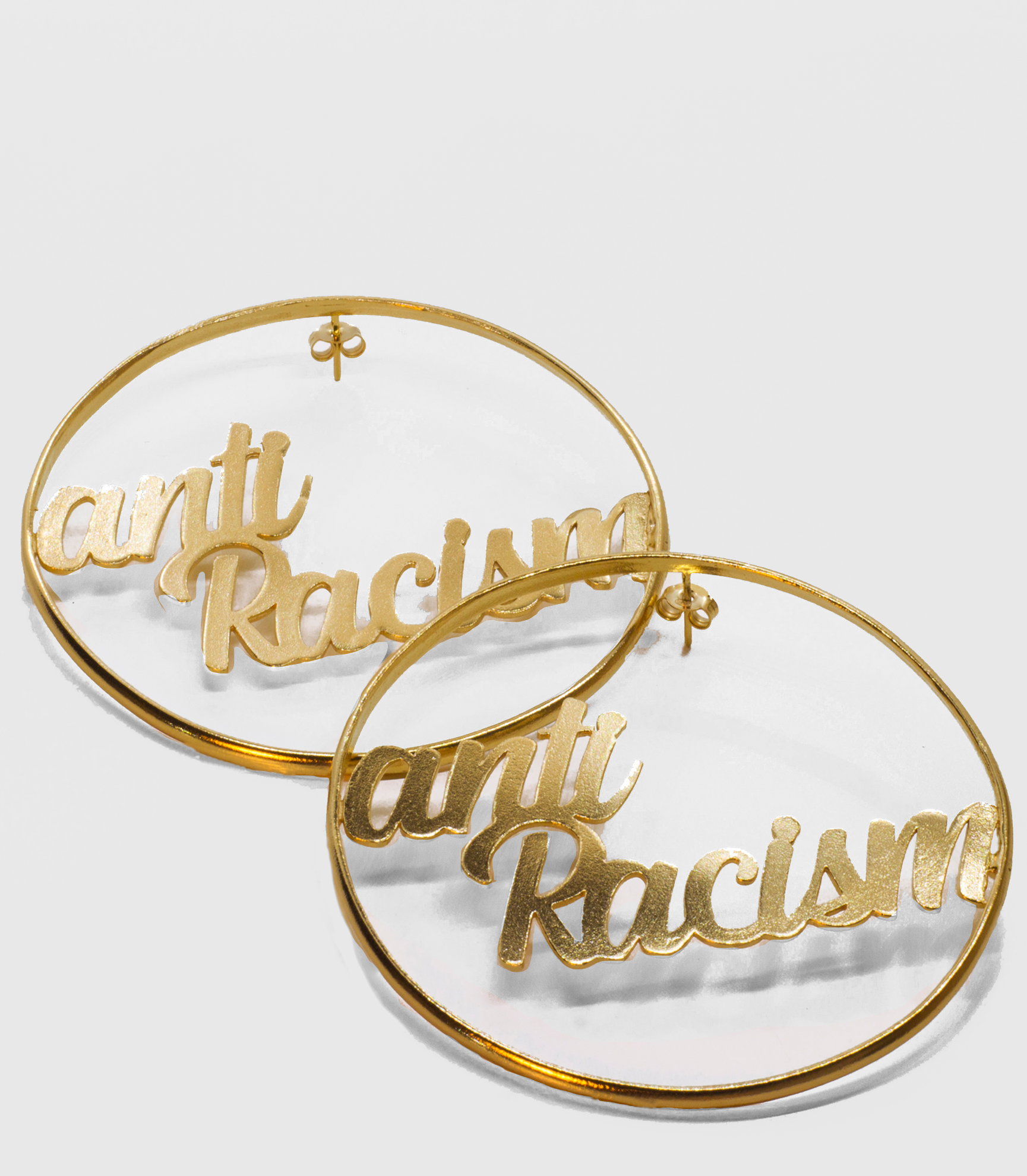 Goldie Anti-Racism Earrings in 925 Gold Plated Silver | Alternative and ...