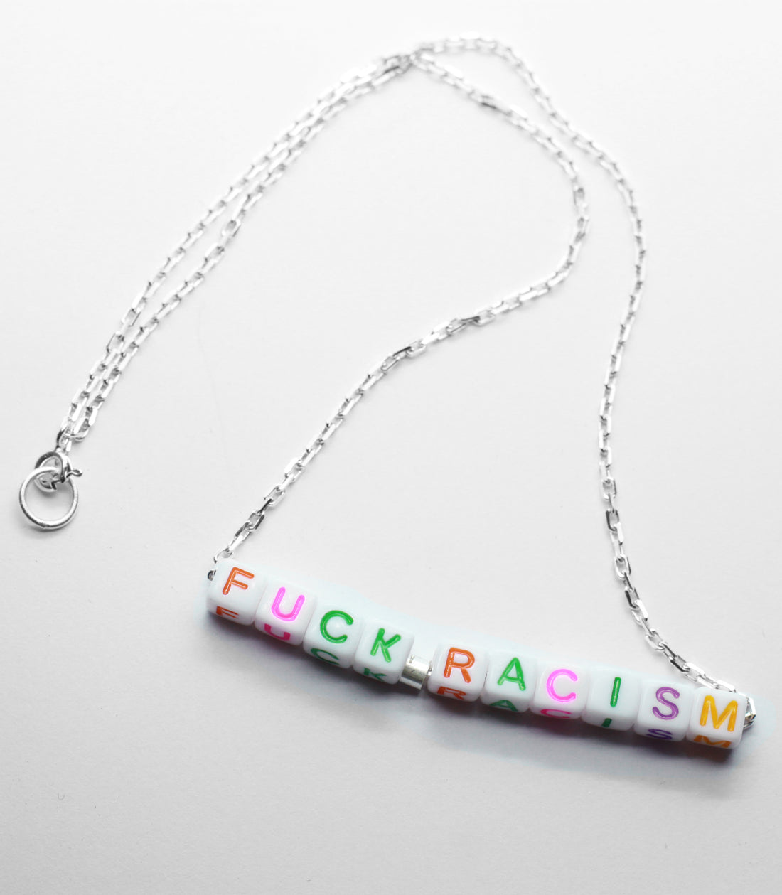 FUCK RACISM Sterling Silver Bead Necklace | Alternative & Equality ...
